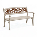 Gartenbank 122 x 60 x 85 cm Metall Beige Braun mit floralem Rückenlehnenmotiv