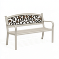 Gartenbank 122 x 60 x 90 cm aus Metall Beige mit floralem Rückeneinsatz