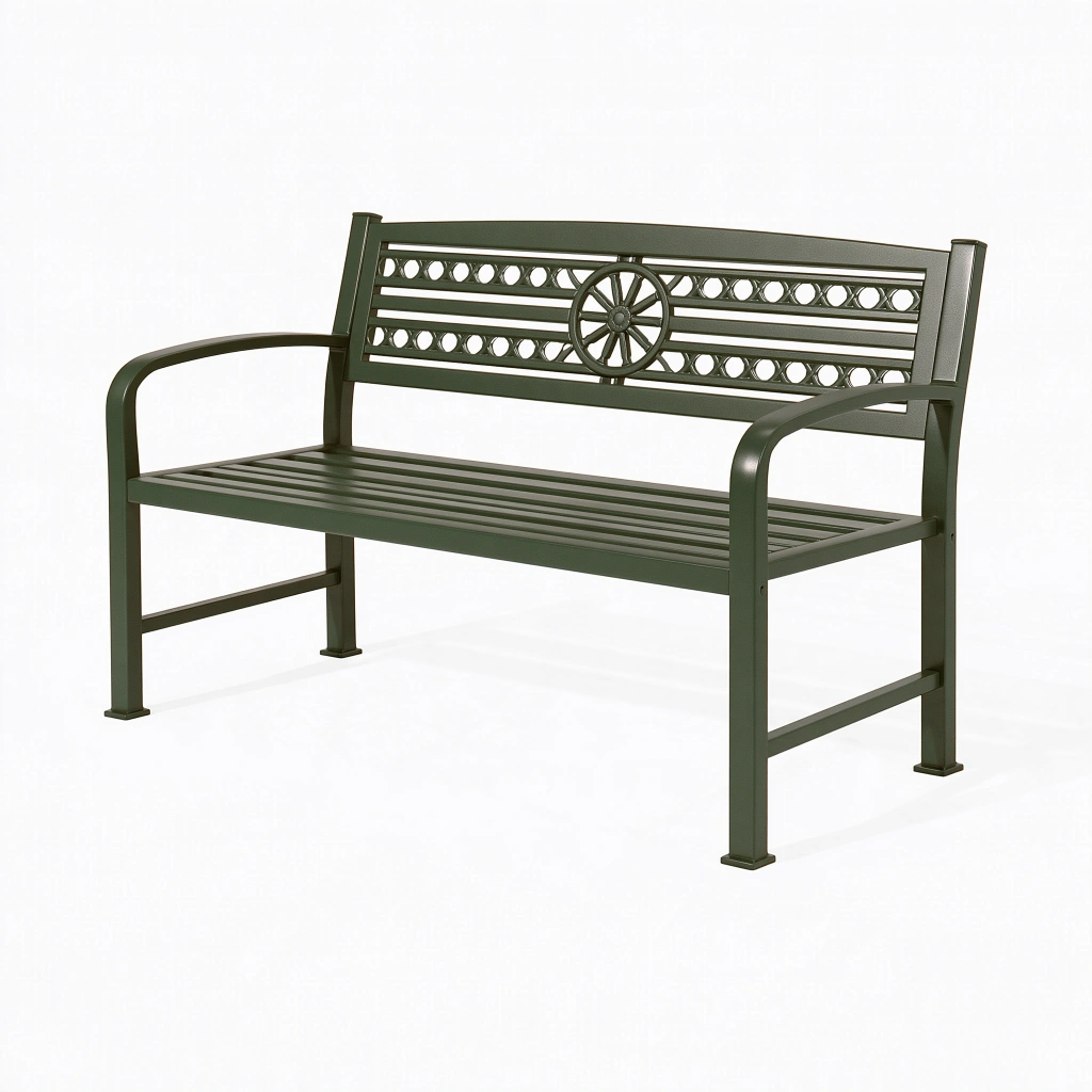 Gartenbank 122 x 60 x 90 cm aus Metall Grün mit Armlehnen klassischer Stil