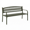 Gartenbank 122 cm Metall Dunkelgrün mit Rückenlehne im klassischen Stil