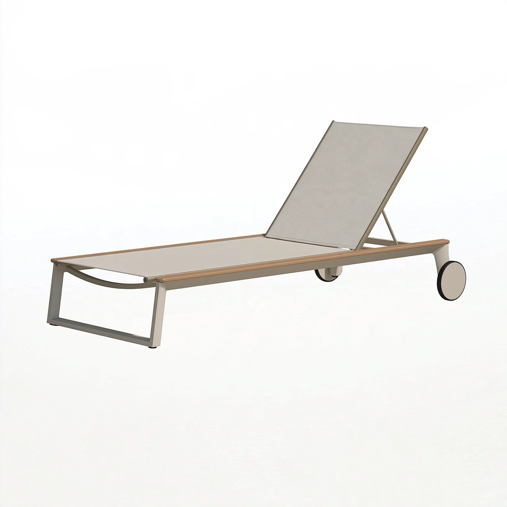 Gartenliege 200 x 70 cm Aluminium Beige verstellbar mit Rollen