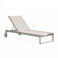 Sonnenliege 200 x 70 x 35 cm Aluminium Beige verstellbar mit Rollen