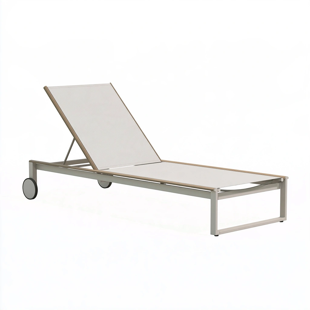 Sonnenliege 200 x 70 x 35 cm Aluminium Beige verstellbar mit Rollen