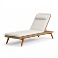 Sonnenliege 195 x 70 x 85 cm aus Holz und Geflecht in Naturbeige mit Polsterauflage