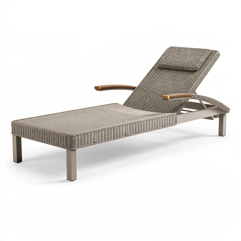 Sonnenliege 200 x 70 x 90 cm Polyrattan Beige verstellbar für Garten und Terrasse