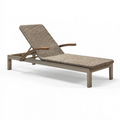 Gartenliege 200 x 70 cm Metall und Geflecht Taupe verstellbar