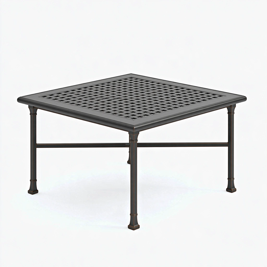 Gartentisch 100 x 100 x 74 cm aus Metall Schwarz mit Gittertischplatte