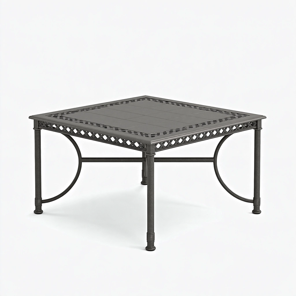 Gartentisch 100 x 100 cm Metall Anthrazit quadratisch mit Gitterdekor