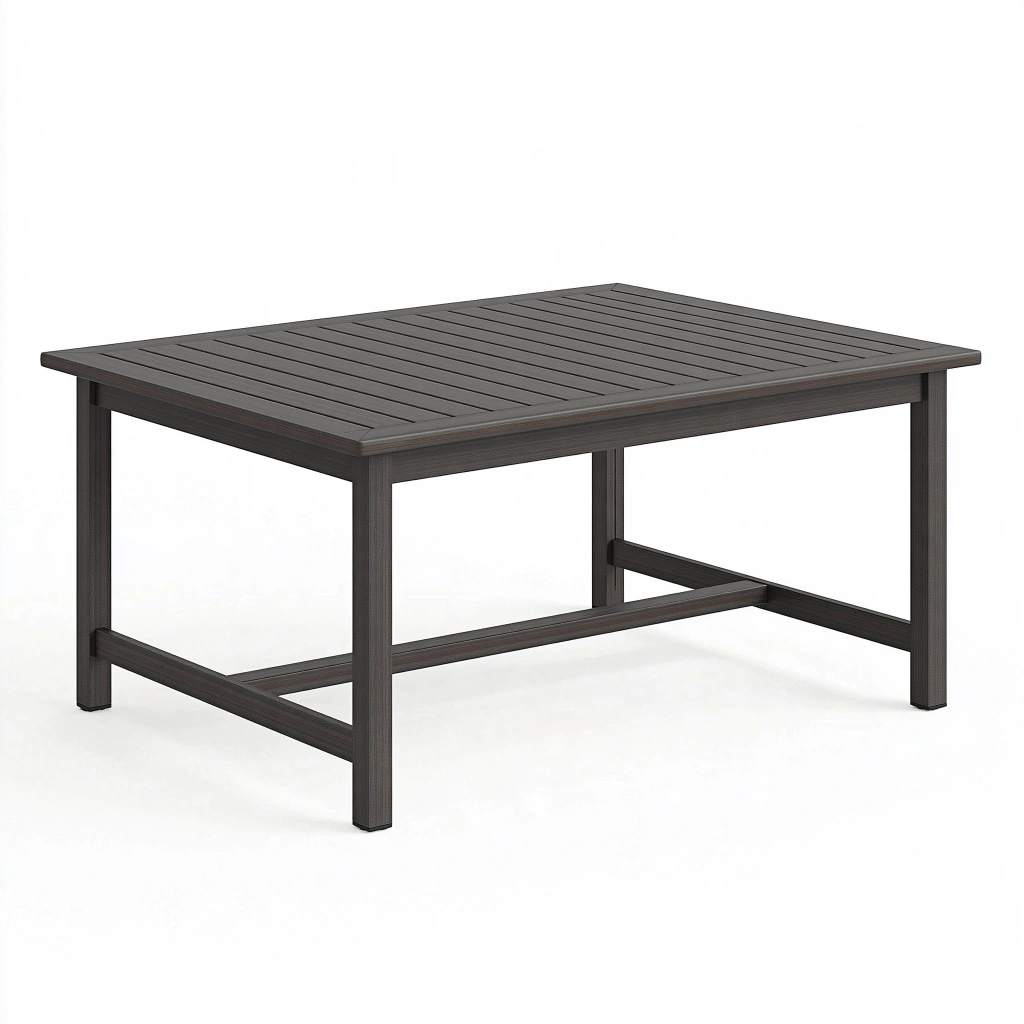 Gartentisch 150 x 90 x 75 cm Aluminium Dunkelbraun mit Lamellenplatte
