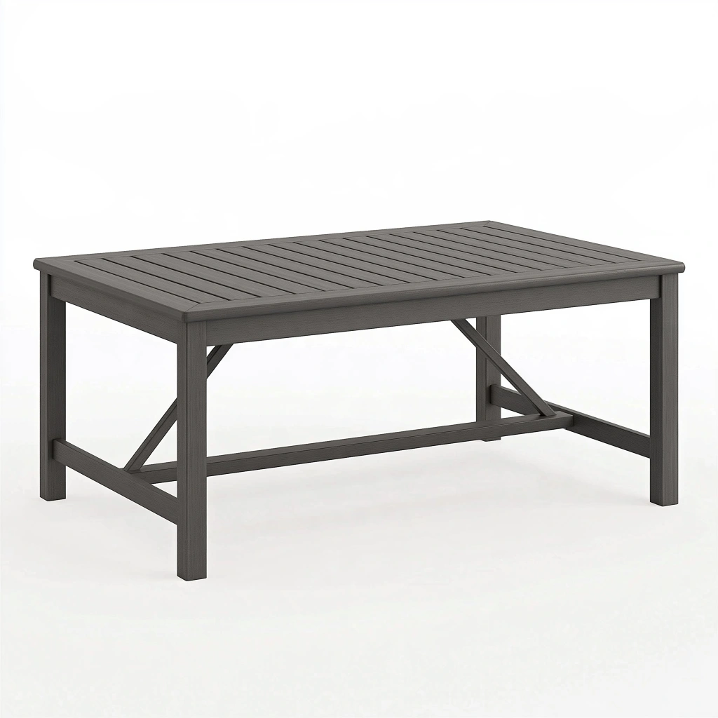 Gartentisch 150 x 90 x 75 cm Holz Grau - rechteckiger Esstisch mit Lattenplatte