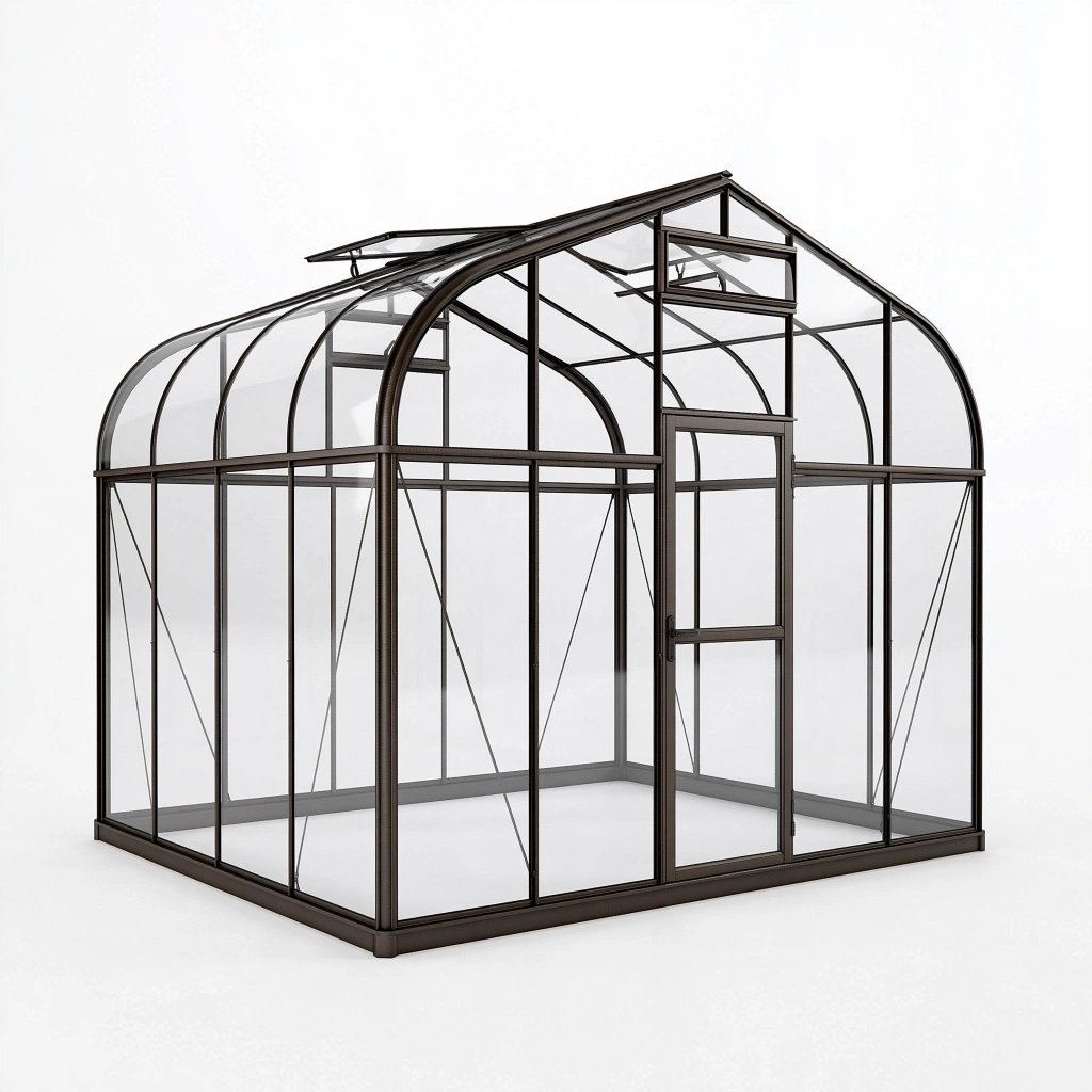 Gewächshaus 240 x 190 x 250 cm Aluminium Anthrazit Transparent mit Tür
