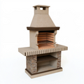 Grillkamin 120 x 70 x 220 cm aus Beton in Beige mit Grillrost für den Garten