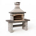 Garten-Grillkamin 160 x 80 x 250 cm aus Beton Stein und Metall in Grau Beige mit Grillrost