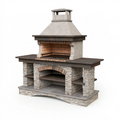 Gartenkamin 160 x 80 x 230 cm Beton Steinoptik Braun Grau mit Grillrost