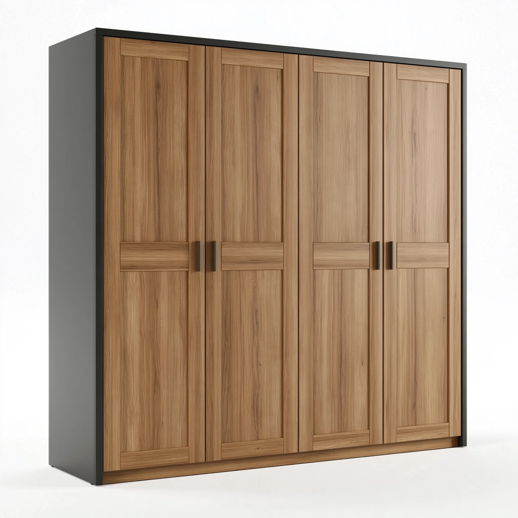 Kleiderschrank 200 x 60 x 220 cm Holzwerkstoff Eichefarben Anthrazit 4 Türen moderner Stauraum