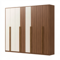 Kleiderschrank 300 x 60 x 220 cm Holzwerkstoff Walnussbraun Weiß mit 6 Türen modern