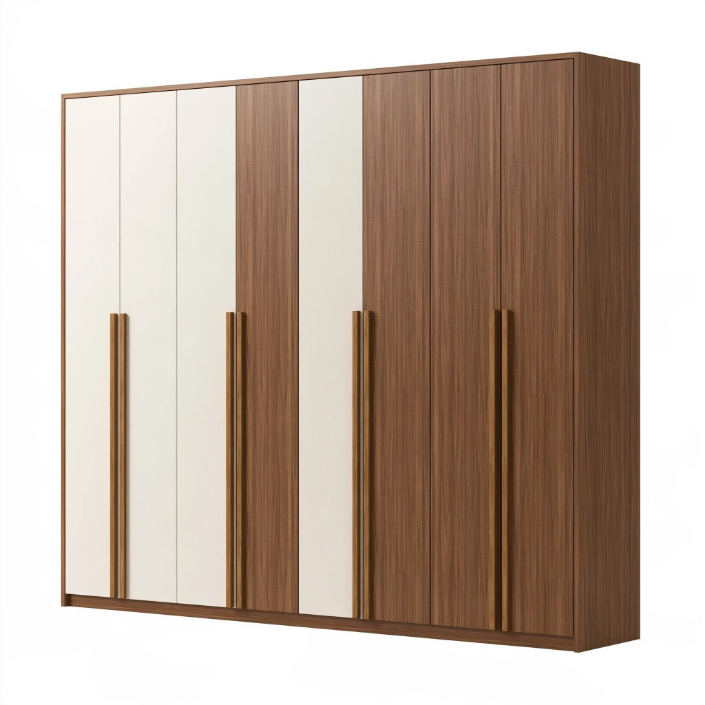 Kleiderschrank 300 x 60 x 220 cm Holzwerkstoff Walnussbraun Weiß mit 6 Türen modern