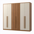 Kleiderschrank 240 x 60 x 220 cm Holzwerkstoff Beige Nussbaum sechstürig moderner Stauraum