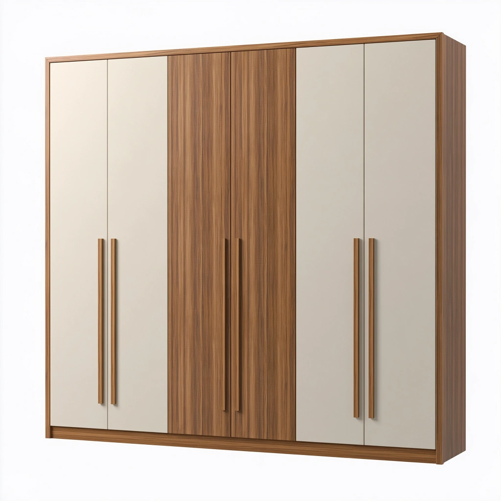 Kleiderschrank 240 x 60 x 220 cm Holzwerkstoff Beige Nussbaum sechstürig moderner Stauraum